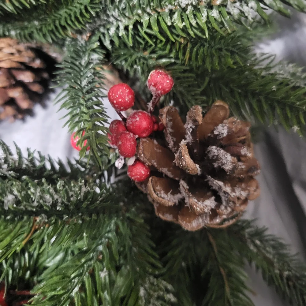 Holiday Wreath with Red and Brown Accents